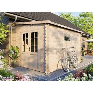 DIRECT ABRIS Abri de Jardin Adossable ADOSS 9 - 250 x 360 cm - 8.8m² - Epaisseur Murs : 28mm - Aucune Declaration Prealable - Cabanon de Jardin - Bois D'Epicea - Serrure a Cylindre