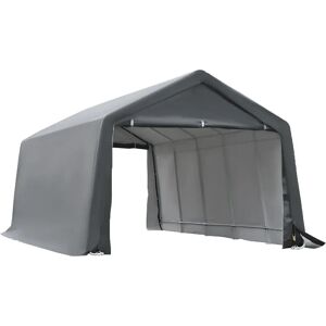 OUTSUNNY Tente garage carport dim. 6L x 3,6l x 2,75H m acier galvanise robuste PE haute densite 195 g/m² impermeable anti-UV blanc gris