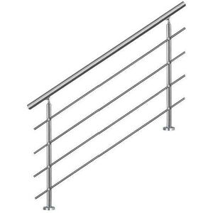 Bc-elec - AHM1204 Main courante d'escalier 120cm, balcon, balustrade, garde-corps en inox avec 4 barres transversales, install. à plat ou inclinée - Publicité