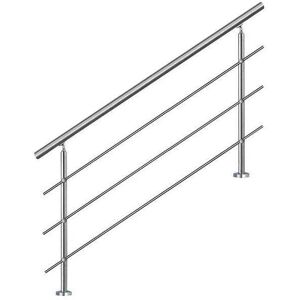 Bc-elec - AHM1403 Main courante d'escalier 140cm, balcon, balustrade, garde-corps en inox avec 3 barres transversales, install. à plat ou inclinée - Publicité