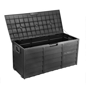 Bc-elec - PLAS-BOX Boîte de rangement de jardin Noir imitation bois 112x49x54cm, Caisse de rangement, coffre de jardin - Publicité