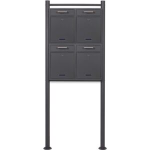 WILTEC 2x2 Boite aux lettres V52 Anthracite avec Pied de support avec Plaque porte-nom Boite - anthrazit - Publicité