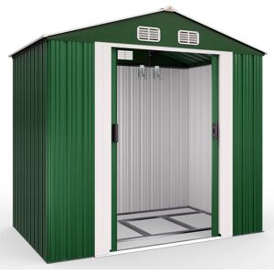 GARDEBRUK Abri de jardin Cabane en métal vert 196x132x188cm Cabanon rangement outils - Publicité