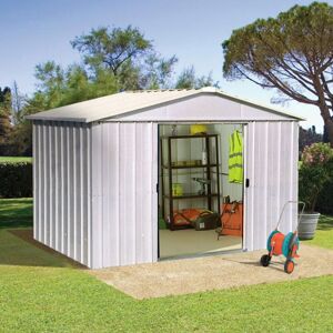 Abri de jardin métal brut Yardmaster Eco 6,44 m² + kit d'ancrage - Gris métal - Publicité