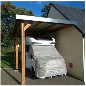 CPBF Abri Toit Plat Adossé, 400cmx700cm, Bois douglas Français, Carport, Auvent, Abri Camping-car - Publicité