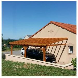 CPBF Abri Une Pente Adossé, 400cmx700cm, Bois douglas Français, Carport, Auvent, Abri voiture - Publicité