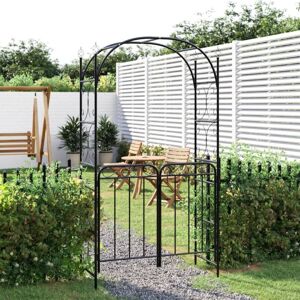 VIDAXL Arche de jardin avec portail noir 108x45x235 cm acier - Publicité
