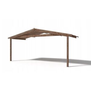 ALTANKA Avant-toit en bois 5x2m pour le chalet de jardin 5m, traité, marron - Publicité