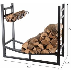 HMFR-16 Rangement à bois en acier noir 82.5X33X75CM, rack pour bois de chauffage, range-bûches - Noir - Bc-elec - Publicité