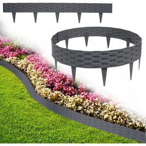 Hengmei - Bordure de jardin 50m Bordure de Jardin Plastique Bordure de Parterre Bordure de Tonte, Aspect Rotin Palissades Clôture de Jardin, Anthracite - Publicité