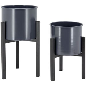 Aubry Gaspard - Cache-pots en métal noir Graph (Lot de 2) - Noir - Publicité