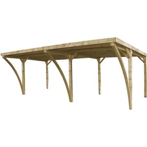 - Carport double en bois et panneaux ondulés Capri 6 x 5 m