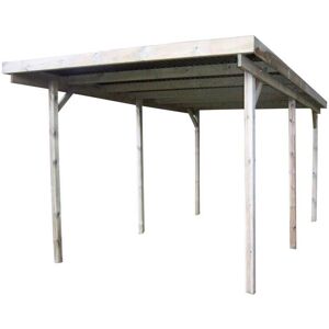 - Carport en bois et panneaux ondulés 3x6 m Basic