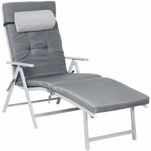 SONGMICS Transat inclinable, pliable, Bain de soleil, Chaise Longue,chaise de jardin pliable avec Matelas d’Une épaisseur de 6cm Charge Max 150kg - Gris - Publicité