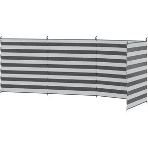 Outsunny Paravent brise-vue de camping portable pliable avec sac de transport et poteaux dim. 540 cm x 150 cm acier polyester gris blanc rayé - Gris - Publicité