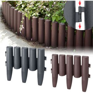 Froadp - 50 Pièces Bordures de Pelouse en Plastique, 28x24cm Palissade Jardin Exterieur, Flexible Bordurette de Jardin avec l'aspect du Bois, Clôture Anthracite pour Les Vergers, Lits, Chemins(Total 14m - Publicité