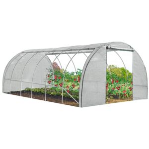 IDMARKET Serre tunnel de jardin 4 saisons 18M² blanche gamme maraîchère crimée 6x3M - Blanc - Publicité