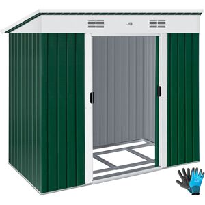 Kesser - Abri de jardin l métal 3.4 m³ avec fondations 195x118x182 cm 2x portes coulissantes & fondations Abri de jardin Armoire de jardin Toit à une pente Vert - Publicité