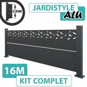 CLOTURE & JARDIN Cloture&jardin - Kit Clôture Aluminium Gris Anthracite 16M - Design avec liseré - Sur Platines - 0,80 mètre - Gris Anthracite (ral 7016) - Publicité