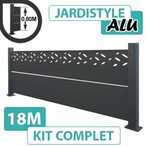 CLOTURE & JARDIN Cloture&jardin - Kit Clôture Aluminium Gris Anthracite 18M - Design avec liseré - Sur Platines - 0,80 mètre - Gris Anthracite (ral 7016) - Publicité