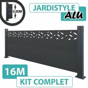 CLOTURE & JARDIN Cloture&jardin - Kit Clôture Aluminium Gris Anthracite 16M - Design - Sur Platines - 0,80 mètre - Gris Anthracite (ral 7016) - Publicité