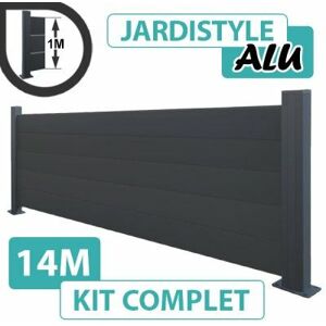 CLOTURE & JARDIN Kit Clôture Aluminium Gris Anthracite 14M - Pleine - Sur Platines - 1 mètre - Gris Anthracite (ral 7016) - Publicité