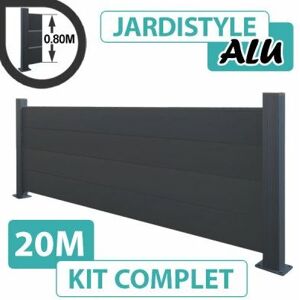 CLOTURE & JARDIN Kit Clôture Aluminium Gris Anthracite 20M - Pleine - Sur Platines - 0,80 mètre - Gris Anthracite (ral 7016) - Publicité