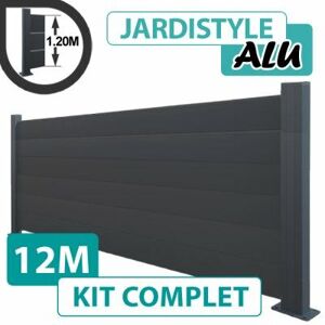 CLOTURE & JARDIN Kit Clôture Aluminium Gris Anthracite 12M - Pleine - Sur Platines - 1,20 mètre - Gris Anthracite (ral 7016) - Publicité