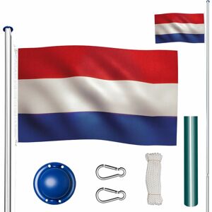 TECTAKE Mât avec drapeau réglable en hauteur - mât, porte drapeau, support drapeau - Pays-Bas - Publicité