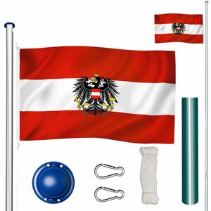 TECTAKE Mât avec drapeau réglable en hauteur - mât, porte drapeau, support drapeau - Autriche - Publicité