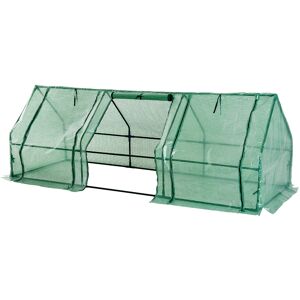 HOMCOM Mini serre de jardin 270L x 90l x 90H cm acier pe haute densité 140 g/m² anti-UV 3 fenêtres avec zip enroulables vert - Publicité