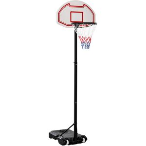 HOMCOM Panier de Basket-Ball sur pied avec poteau panneau, base de lestage sur roulettes hauteur réglable 1,9 - 2,5 m noir blanc - Publicité