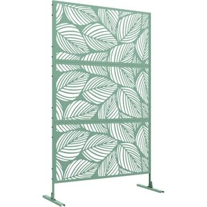 Outsunny - Panneau brise vue décoratif paravent extérieur motif végétal métal vert - Vert - Publicité