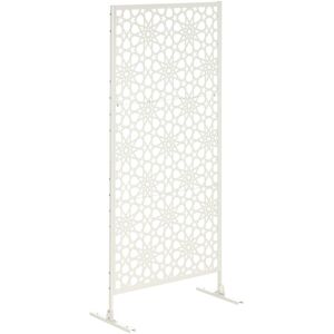 Outsunny Panneau décoratif extérieur métal - brise vue motif étoiles - visserie incluse - dim. 92L x 45l x 198H cm - acier thermolaqué blanc - Publicité