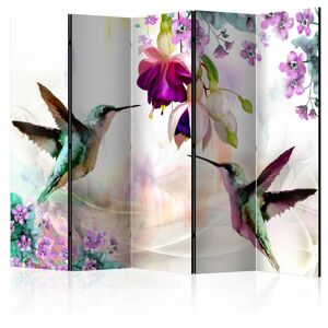 Artgeist - Paravent 5 volets Colibris et fleurs - Multicouleurs - Publicité