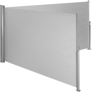 Tectake - Paravent rétractable double et extensible avec enrouleur - paravent, brise vue, store latéral - 180 x 600 cm - gris - Publicité