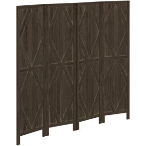 Homcom - Paravent intérieur 3 panneaux style campagnard chic - séparateur de pièce avec croisillons - bois de paulownia brun effet vieilli - Marron - Publicité
