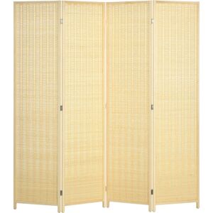 HOMCOM Paravent intérieur séparateur de pièce pliable 4 panneaux dim. 180L x 180H cm bois pin bambou coton - Publicité