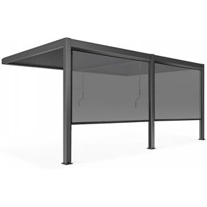 Oviala - Pergola bioclimatique adossée 3x6m et 2 Stores 2,66 x 2,34m - Gris Anthracite - Publicité