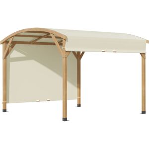 Outsunny - Pergola bois design arche toile de toit rétractable anti-UV UPF30+ dim. 3,2L x 3,08l x 2,42 m beige - Beige - Publicité