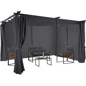 Idmarket - Pergola édition limitée toit rétractable 3x4M et 4 rideaux gris anthracite - Gris - Publicité