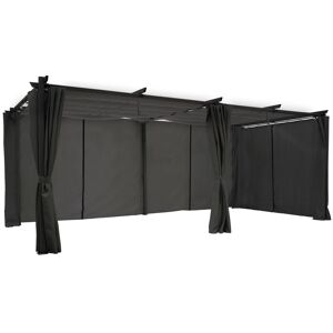 Idmarket - Pergola édition limitée toit rétractable 3x6M et 6 rideaux gris anthracite - Gris - Publicité