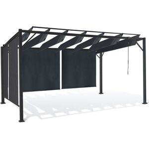 Idmarket - Pergola édition luxe lames orientables 3x3 m et 4 stores gris anthracite - Gris - Publicité