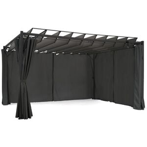 Idmarket - Pergola édition suprem lames orientables 3x4 m et 4 rideaux gris anthracite - Gris - Publicité