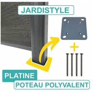 CLOTURE & JARDIN Platine Aluminium Poteau 4 Entrées + Vis de fixation - Gris Anthracite (ral 7016) - Publicité