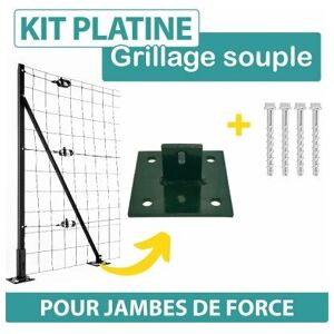 CLOTURE & JARDIN Cloture&jardin - Kit Platine pour Jambe de Force + 4 vis béton - Vert - Vert (ral 6005) - Publicité