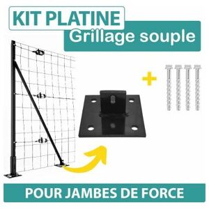 CLOTURE & JARDIN Kit Platine pour Jambe de Force + 4 vis béton - Gris - Gris Anthracite (ral 7016) - Publicité