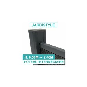 CLOTURE & JARDIN Poteau Intermédiaire 2 Entrées - Clôture Aluminium et Composite - 0,90 mètre - Gris Anthracite (RAL 7016) - Publicité