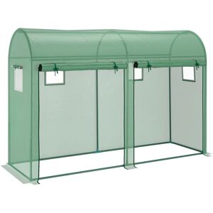 Outsunny Serre de Jardin serre à tomates dim. 3L x 1l x 2H m 2 portes zippées déroulantes 4 fenêtres enroulables acier pe haute densité 140 g/m² anti-UV vert - Publicité