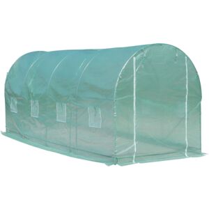 Outsunny Serre de Jardin Tunnel Surface Sol 10 m² 5L x 2l x 2,05H m châssis Tubulaire renforcé Porte zippée 8 fenêtres enroulables Vert - Publicité